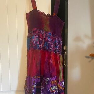 Sundress summer Dress gorgeous batik colors size 8-10